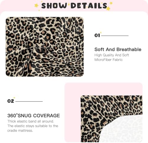 CaTaKu Baby Crib Sheets Brown Leopard Print Fitted 27x39