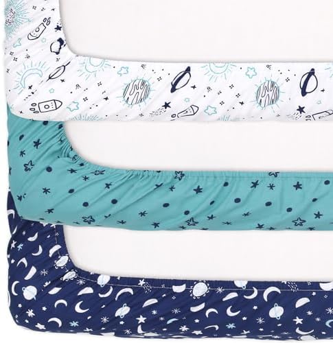 The Peanutshell 3-Pack Fitted Playard Sheets - Cosmic Design