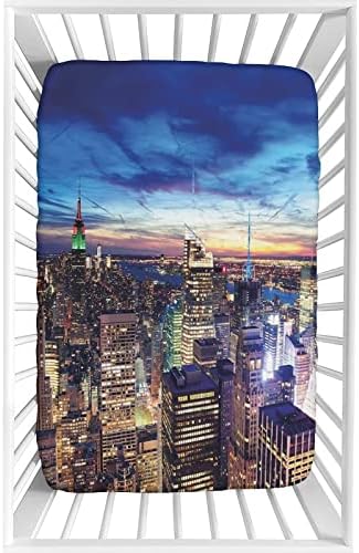 XISUNYA Decorative Crib Sheet Set - Empire State Print