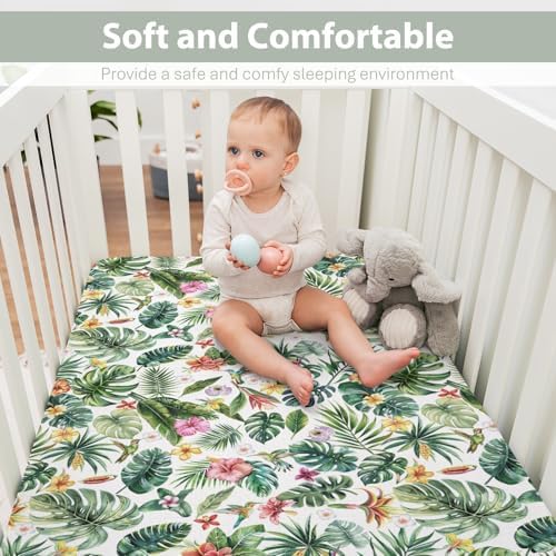 Tropical Flower Leaves Hummingbirds Crib Sheets 52x28