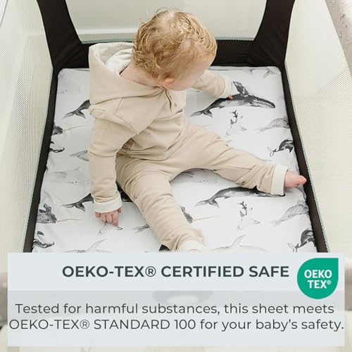 Pobibaby 2 Pack Pack N Play Sheets with Ocean Pattern