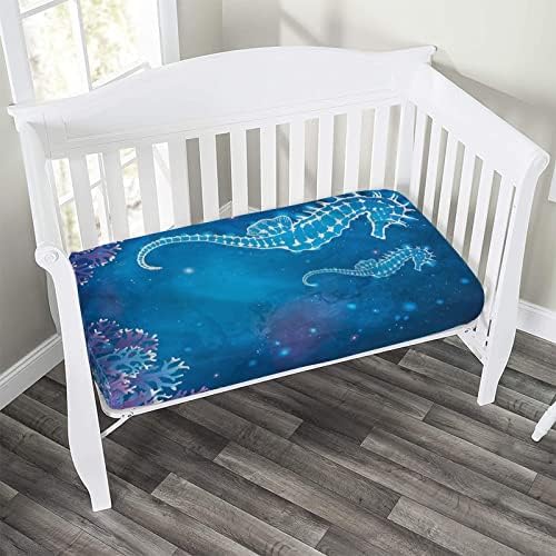 XISUNYA Decorative Crib Sheet Set 28x52x8 Pipefish Sea Creatures Print