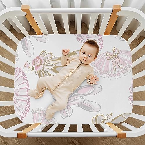 Baby Crib Sheet Ballet Shoes 52x28in Soft Breathable Fitted Cover