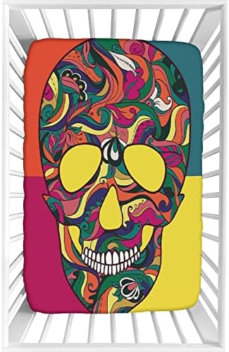 Sugar Skull Decor Fitted Crib Sheet Set 28x52