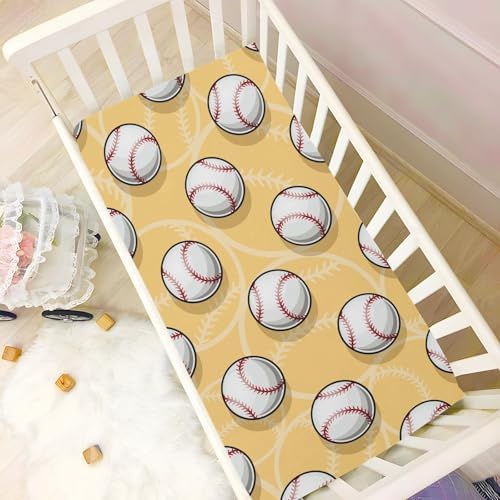 Gbjiemia Baseball Crib Sheets for Baby Boys Girls