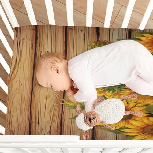 Jihqo Wooden Sunflower Crib Sheets Pack N Play 39 x 27