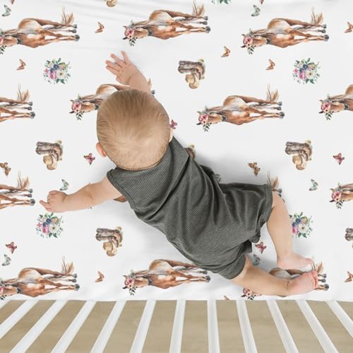 Floral Cowgirl Baby Crib Sheets 52x28 Inch