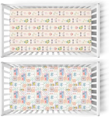 Bright Summer Beach Girly Crib Sheets 2 Pack 1
