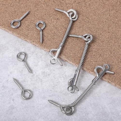 4PCS Stainless Steel Spring Hook and Eye Latch for Doors