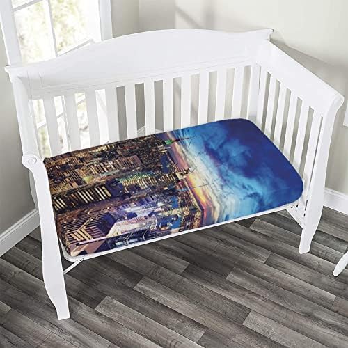XISUNYA Decorative Crib Sheet Set - Empire State Print