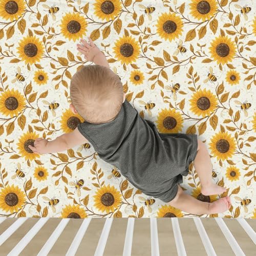 Vintage Sunflowers Bees Crib Sheets 52x28