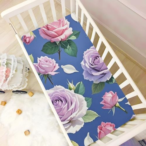 FASHONFASCIN Crib Sheets Rose Print Fitted