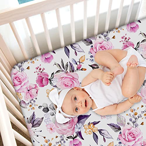 Floral Crib Sheets for Baby Girls 2 Pack