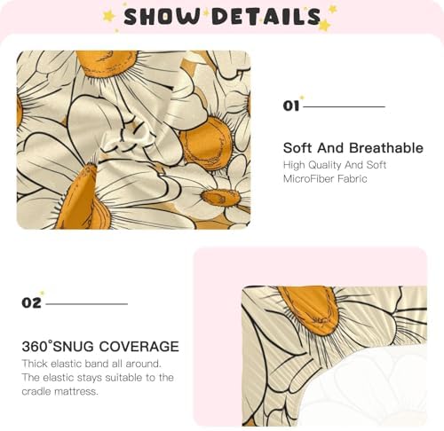 Gbjiemia Groovy Flower Crib Sheets 39x27x5in