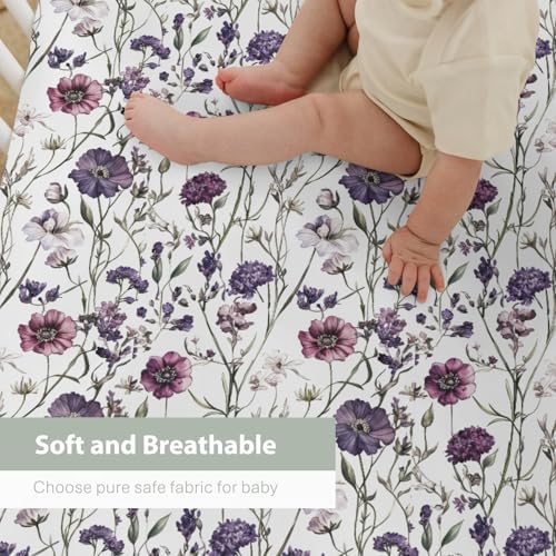 Vintage Purple Flowers Crib Sheet 52x28 Inch