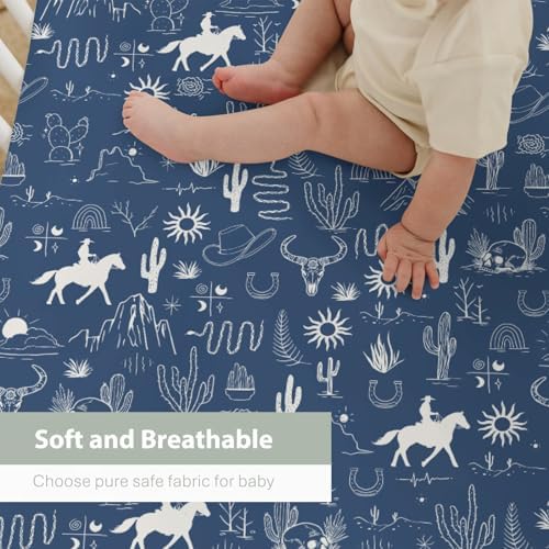 Western Cowboy Baby Crib Sheets 52x28 Inch Soft Fitted Mattress Cover
