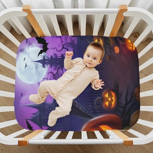 Jihqo Halloween Castle Pumpkins Crib Sheets Set