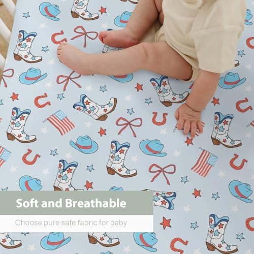ZoUbqchY July 4th Cowboy Crib Sheets 52x28