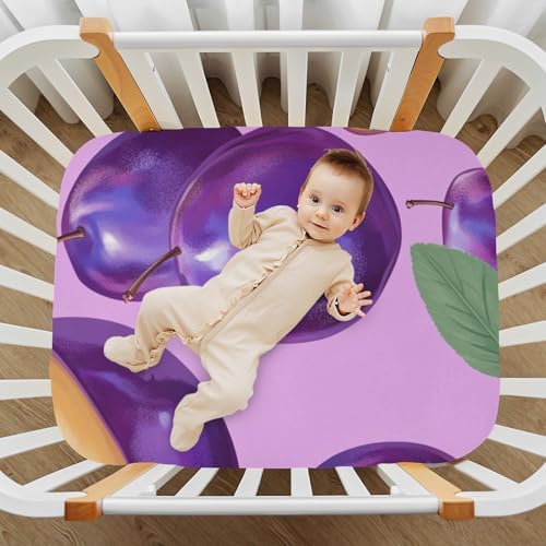 Gbjiemia Ripe Plum Crib Sheets for Baby Boys Girls