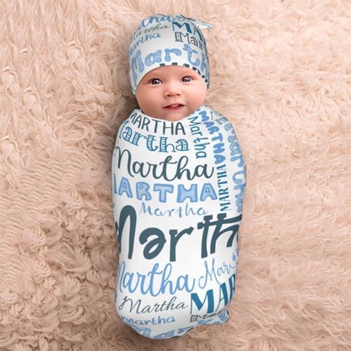 Personalized Baby Swaddle And Hat Set