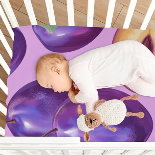 Gbjiemia Ripe Plum Crib Sheets for Baby Boys Girls
