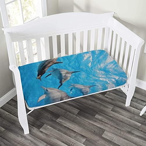 XISUNYA Dolphin Crib Sheet Set 28x52x8 Microfiber Sheets
