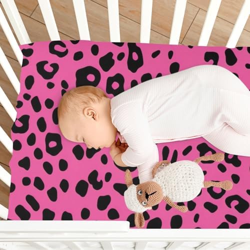 Jihqo Leopard Print Rose Crib Sheets for Boys Girls