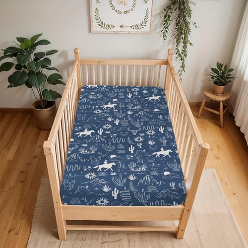 Western Cowboy Baby Crib Sheets 52x28 Inch Soft Fitted Mattress Cover