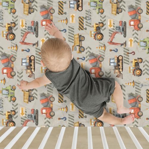 Construction Truck Baby Crib Sheets 52x28In