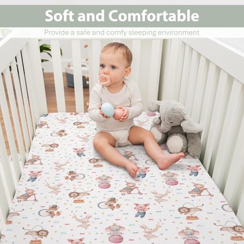 Watercolor Circus Animals Crib Sheets 52x28