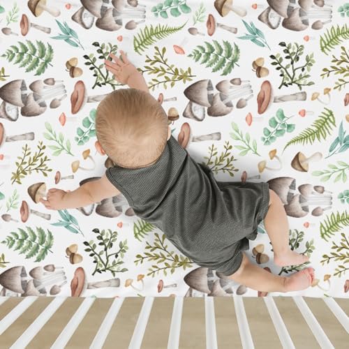 ZoUbqchY Vintage Mushroom Crib Sheets 52x28inch