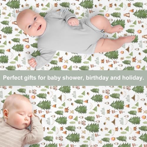 Camping Animals Crib Sheets 2 Pack Bear Bunny Hedgehog 1