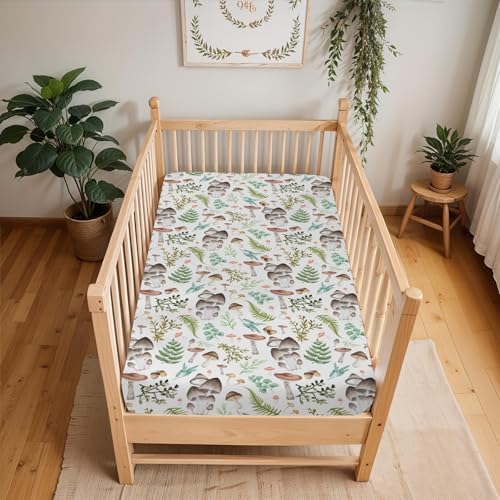 ZoUbqchY Vintage Mushroom Crib Sheets 52x28inch