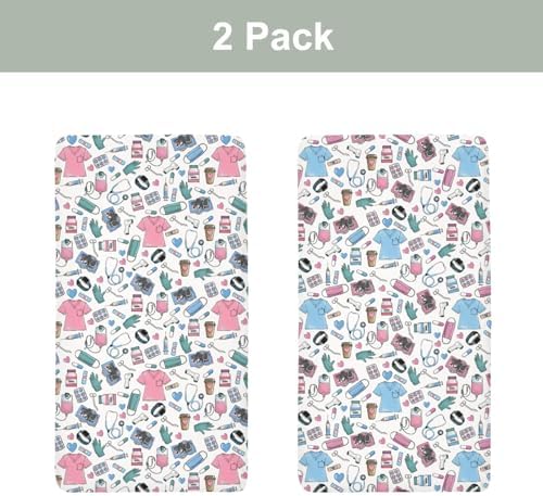 Pink Blue Nursing Crib Sheets 2 Pack