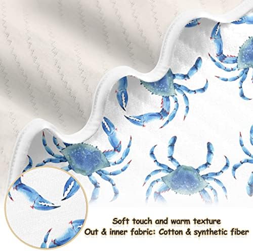 Soft Blue Crabs Swaddle Blanket for Baby - 30x40 Inches Cotton