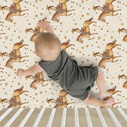 Retro Western Cowgirl Stars Crib Sheets 52x28