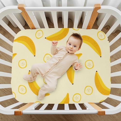 Gbjiemia Banana Slices Crib Sheets for Baby Boys Girls 39x27x5in
