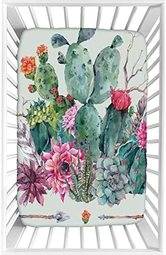 XISUNYA Decorative Crib Sheet Set Cactus Thorny Print