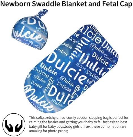 Personalized Name Swaddle Set - Baby Girl Boy Swaddle Blanket Hat