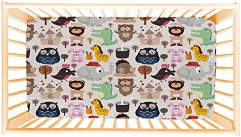 ANGELJUAN Cartoon Animal Crib Sheet 28x52x8