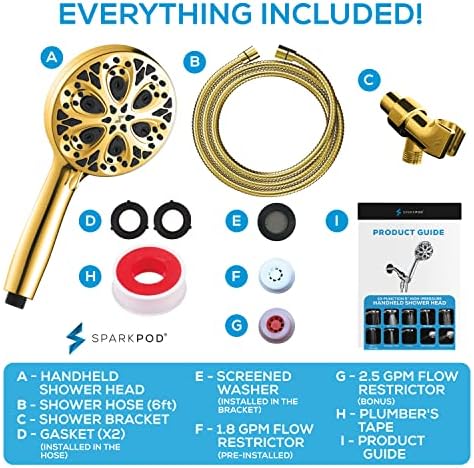SparkPod 10-Mode Handheld Shower Head with Hose