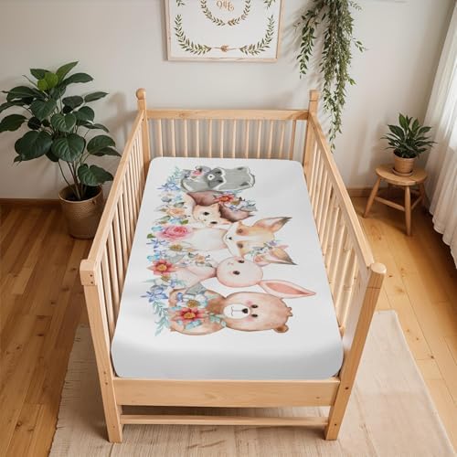 Cute Spring Animals Crib Sheets 52x28 Universal Fit