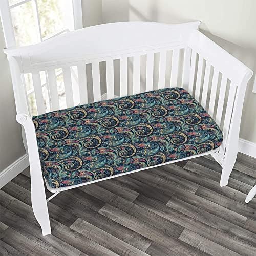 XISUNYA Paisley Crib Sheet Set 28x52 Microfiber