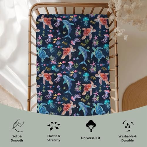 Fantasy Sea Animals Crib Sheet for Boy Girl 28x52