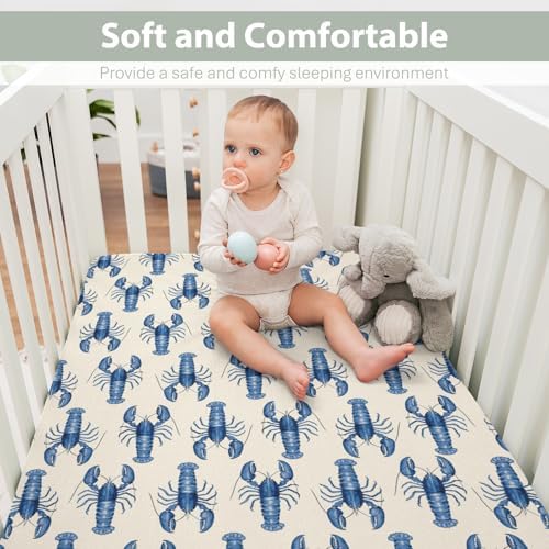 Blue Lobster Baby Crib Sheets 52x28 Nautical Design