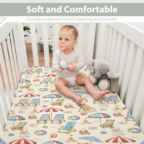 Summer Beach Baby Crib Sheets 52x28 Fitted Set