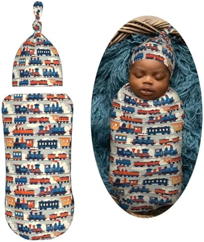 Muishi Funny Cartoon Steam Train Baby Swaddle Blanket Set
