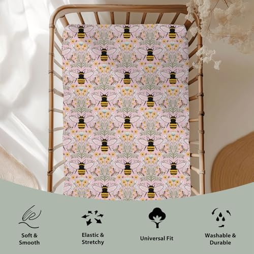 Bee Honey Garden Crib Sheets 52x28 52x28x9 Fitted