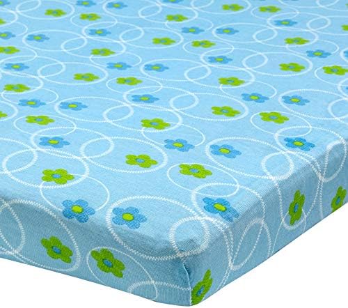 Abstract Jersey Cotton Cradle Sheets - 18x36 Fitted 6 Deep Pocket - Floral Blue