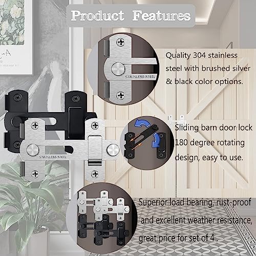 ZEECER 4-Pack Stainless Steel Gate Latch Locks